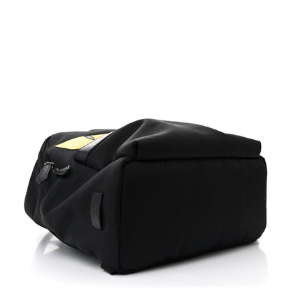 Fendi Nylon Vitello Elite Monster Eyes Rounded Backpack Black Yellow 4 of 10