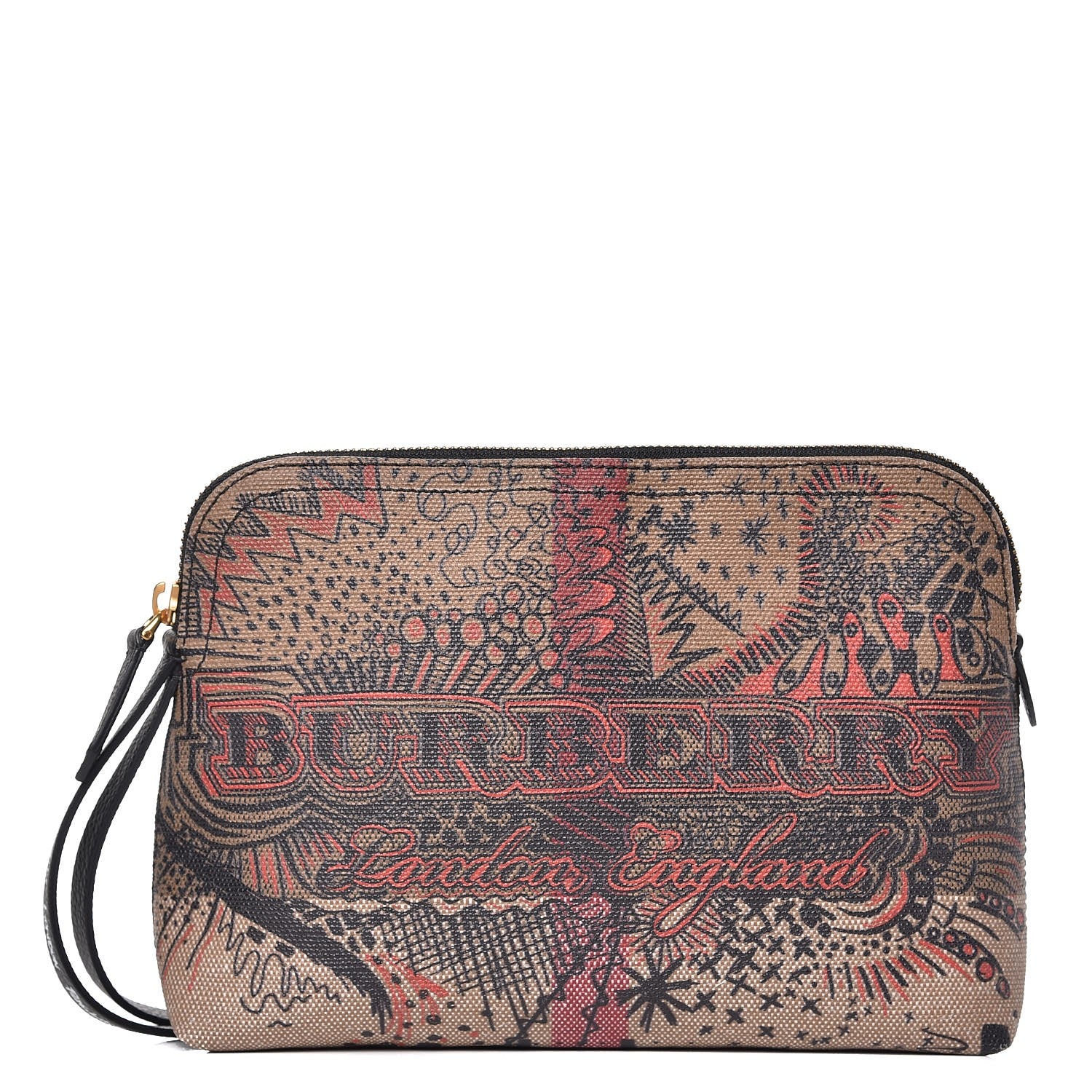 Burberry Coated Canvas Check Large Doodle Pouch 1 of 8
