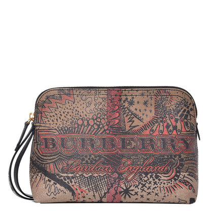Burberry Coated Canvas Check Large Doodle Pouch 1 of 8