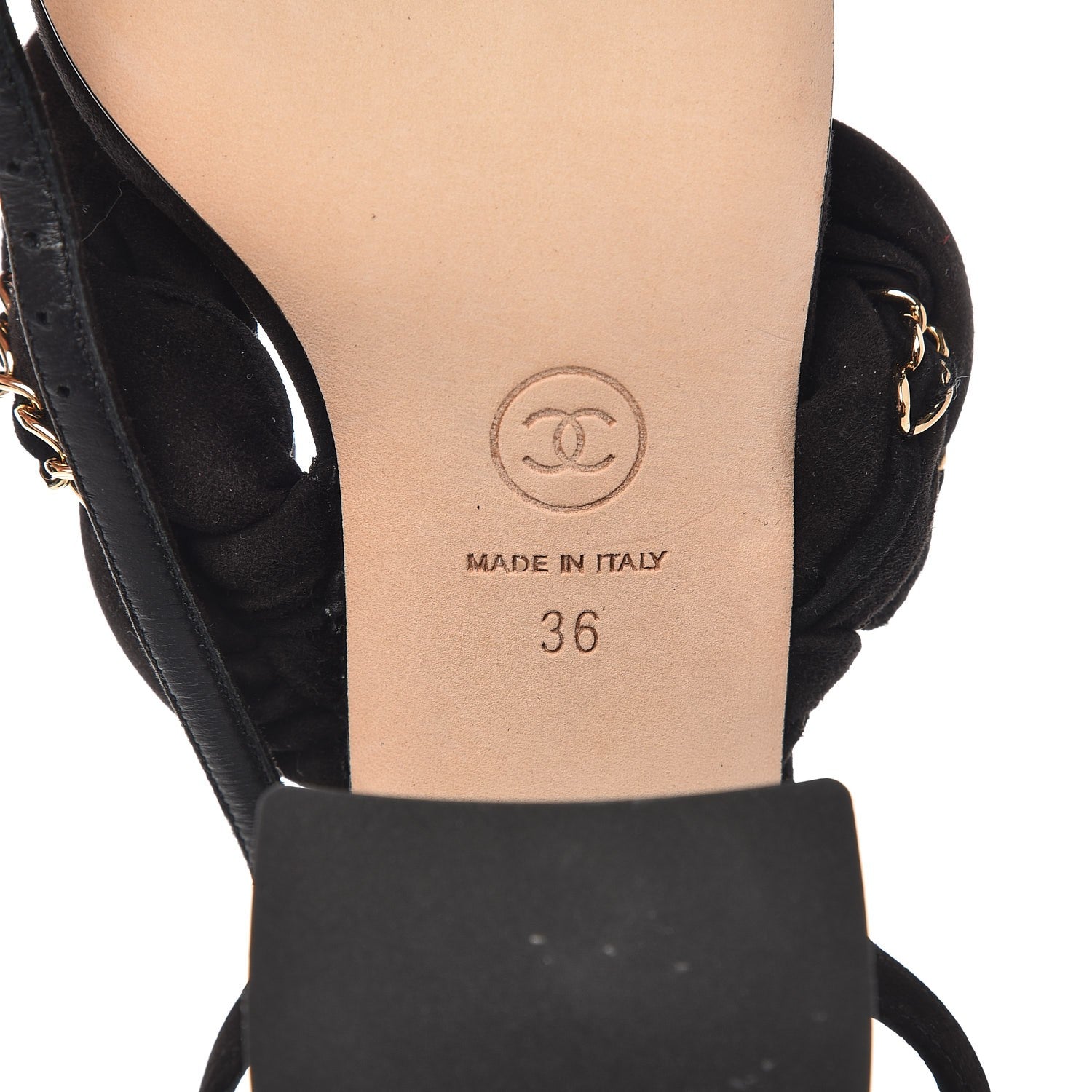 Chanel Kid Suede Chain Braided Sandals 36 Black 7 of 9