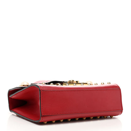 Gucci Calfskin Studded Small Padlock Shoulder Bag Hibiscus Red 4 of 10