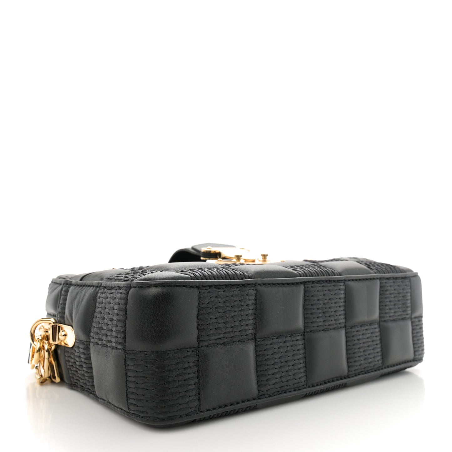 Lambskin Damier Quilt Troca MM Black