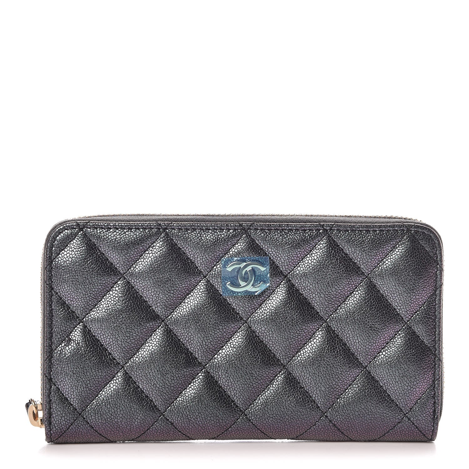 Chanel Iridescent Caviar Quilted Medium Zip Around Wallet Black 1 of 9