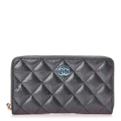 Chanel Iridescent Caviar Quilted Medium Zip Around Wallet Black 1 of 9