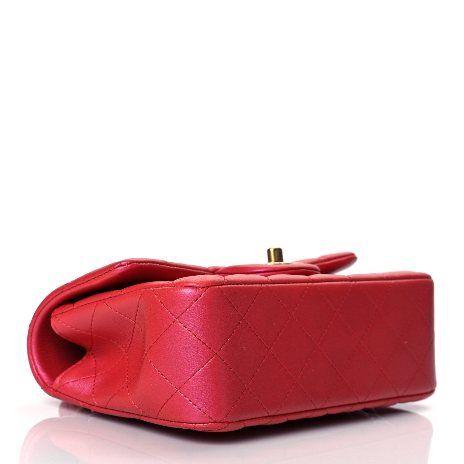 Chanel Iridescent Lambskin Quilted Mini Top Handle Rectangular Flap Red 4 of 11