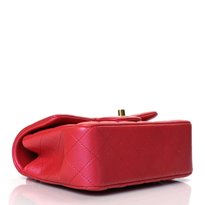 Chanel Iridescent Lambskin Quilted Mini Top Handle Rectangular Flap Red 4 of 11