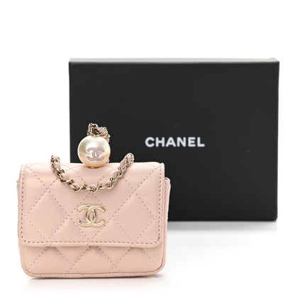 Chanel Iridescent Caviar Quilted Pearl On Top Coin Purse With Chain Light Pink 13 of 13