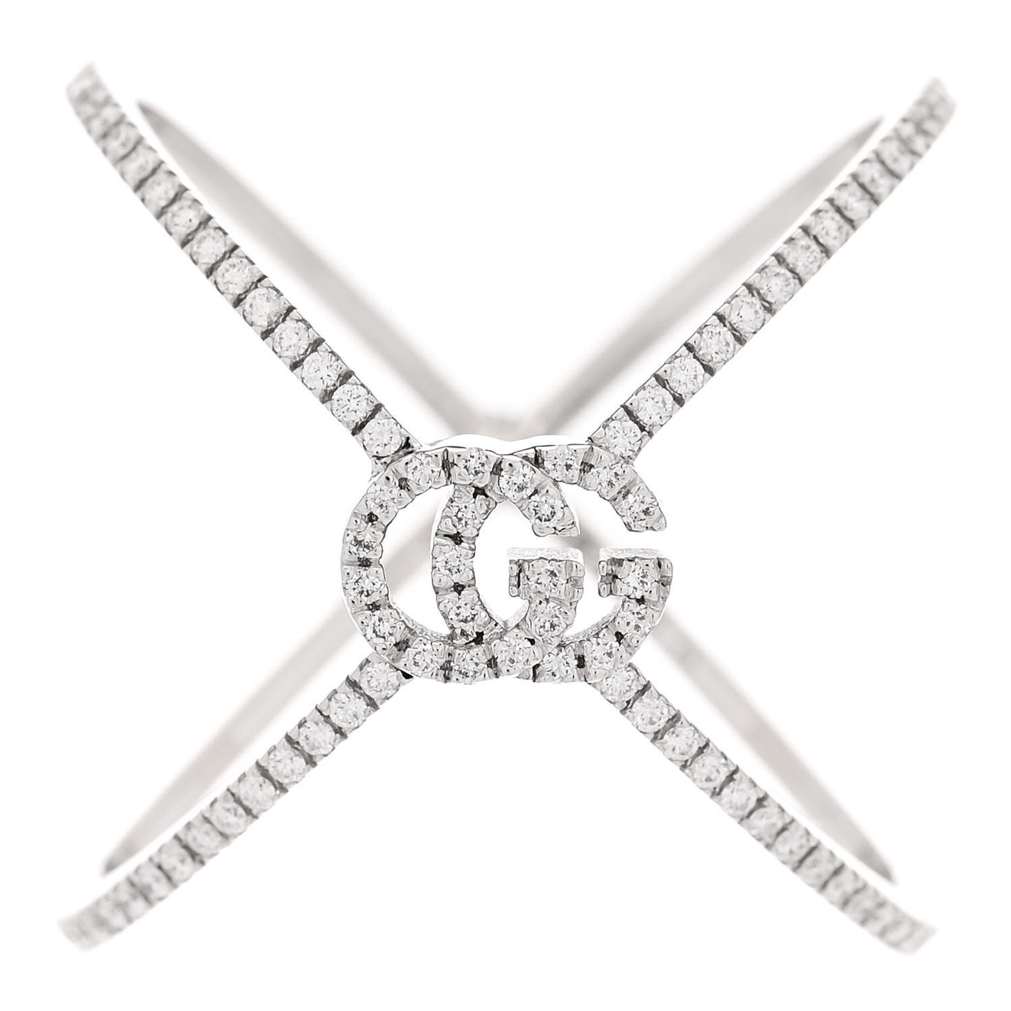 18K White Gold Diamond Running G Cross Ring 53 6.25