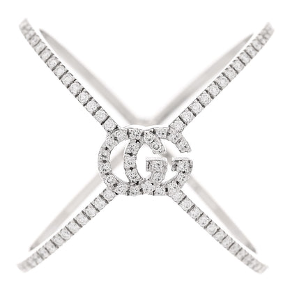 Gucci 18K White Gold Diamond Running G Cross Ring 53 6.25 1 of 4