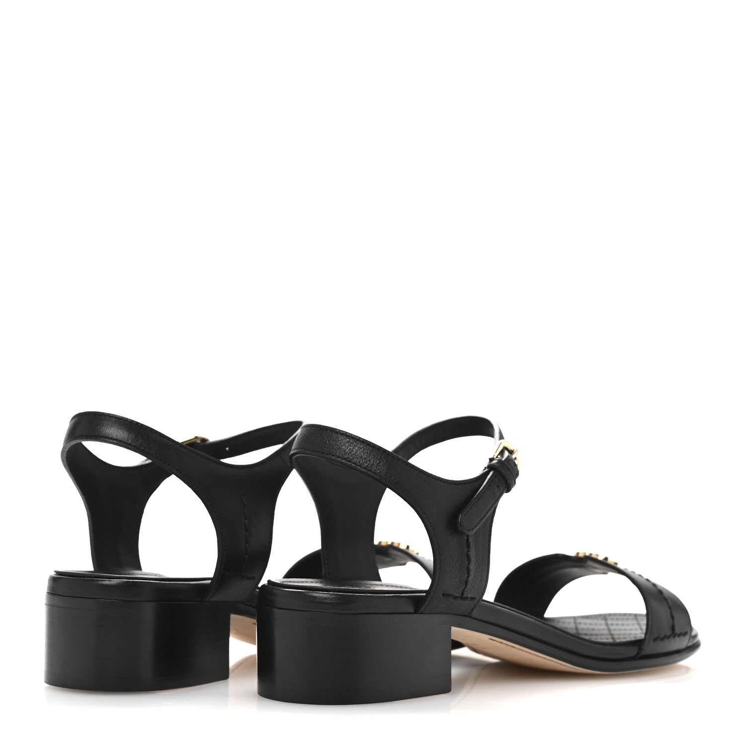 Chanel Calfskin CC Ankle Strap Sandals 40 Black 5 of 9