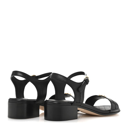 Chanel Calfskin CC Ankle Strap Sandals 40 Black 5 of 9