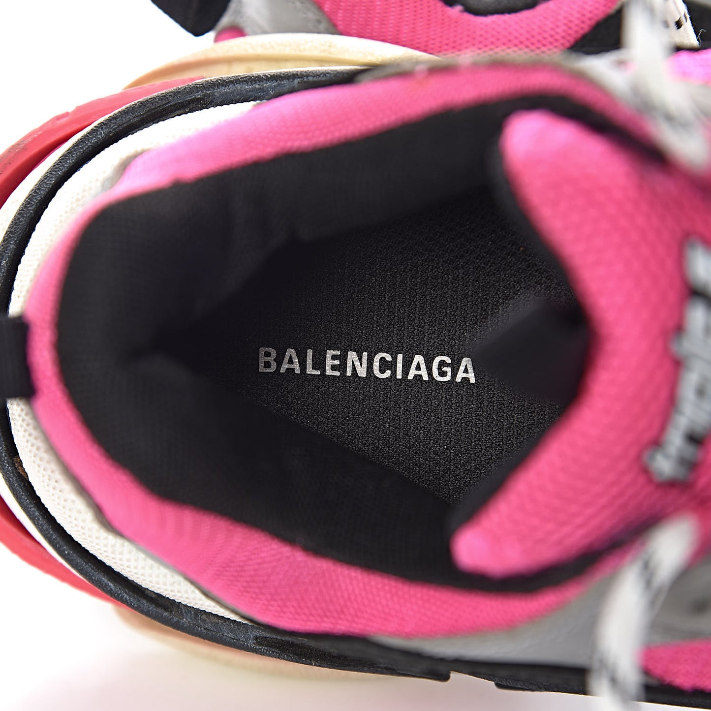 Fabric Mesh Womens Triple S Sneakers 38 Fluo Pink Grey White