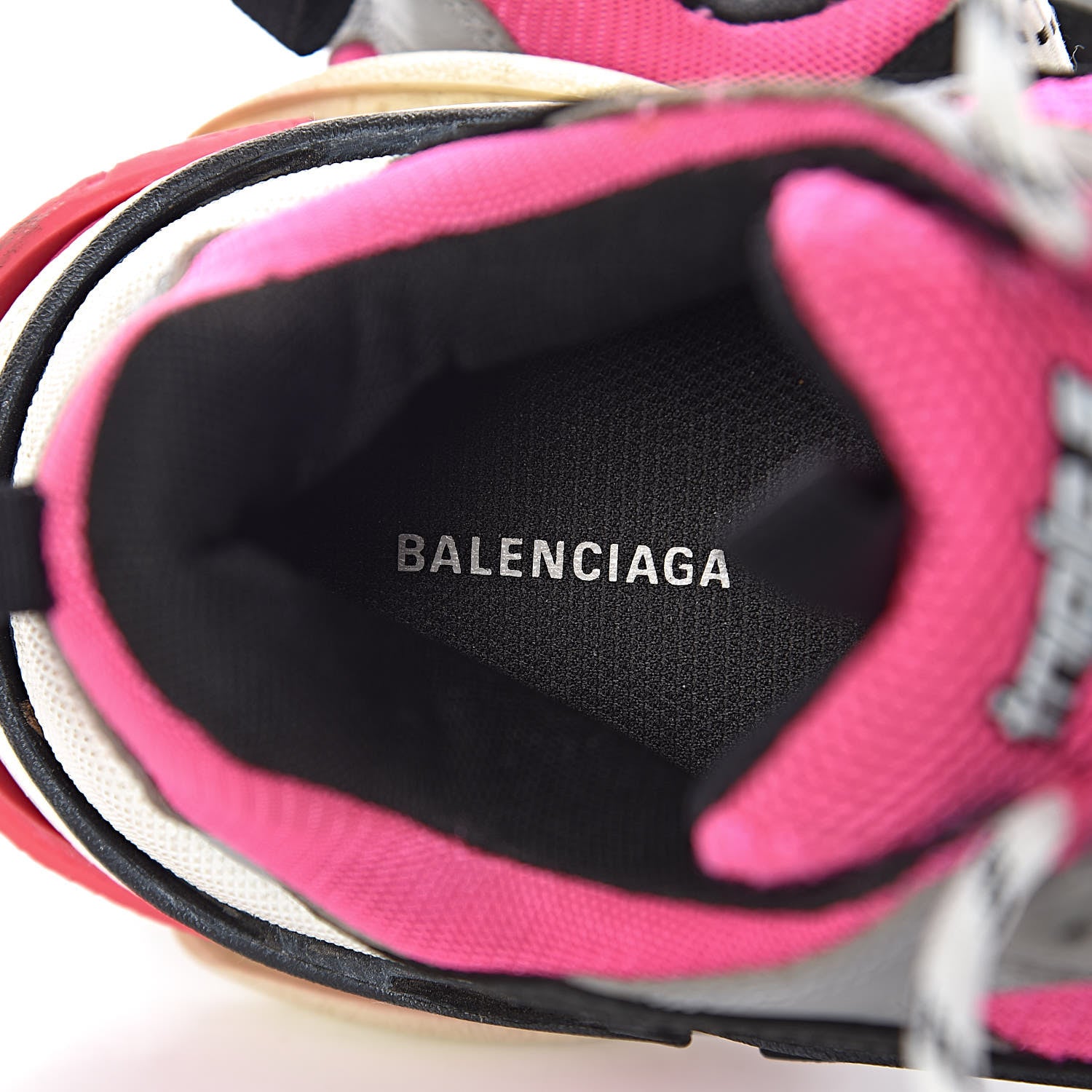 Balenciaga Fabric Mesh Womens Triple S Sneakers 38 Fluo Pink Grey White 7 of 22