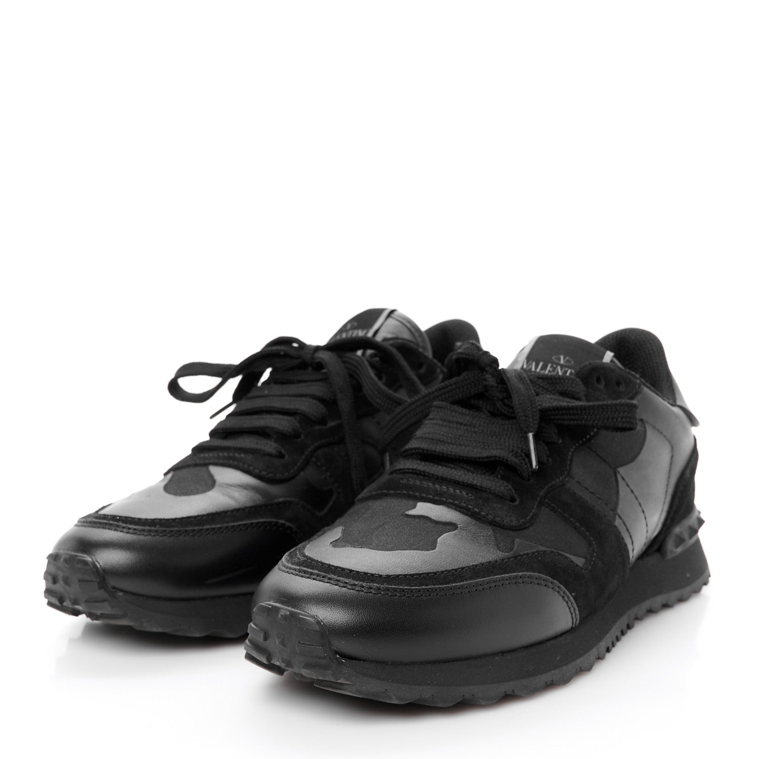 Valentino Garavani Nappa Suede Camouflage Womens Rockrunner Sneakers 39.5 Black 4 of 10