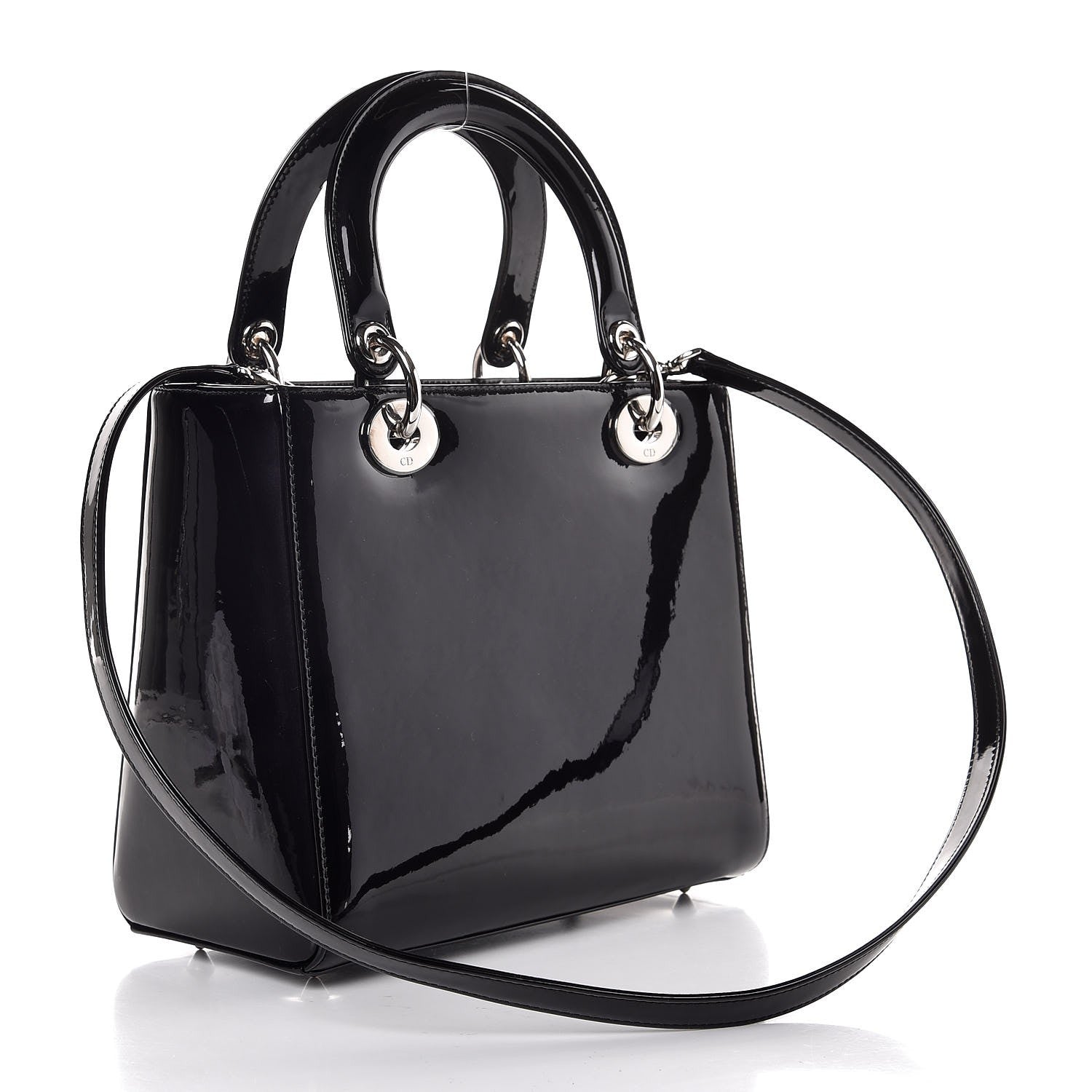 Christian Dior Patent Medium Lady Dior Black 3 of 8