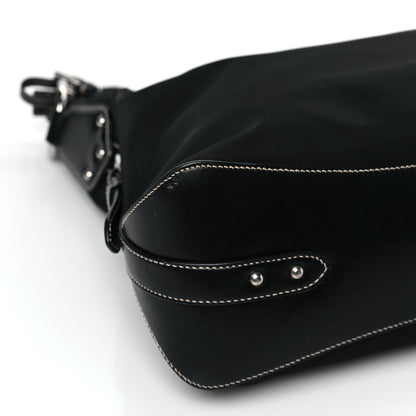 Prada Tessuto Nylon Calfskin Hobo Black 7 of 12