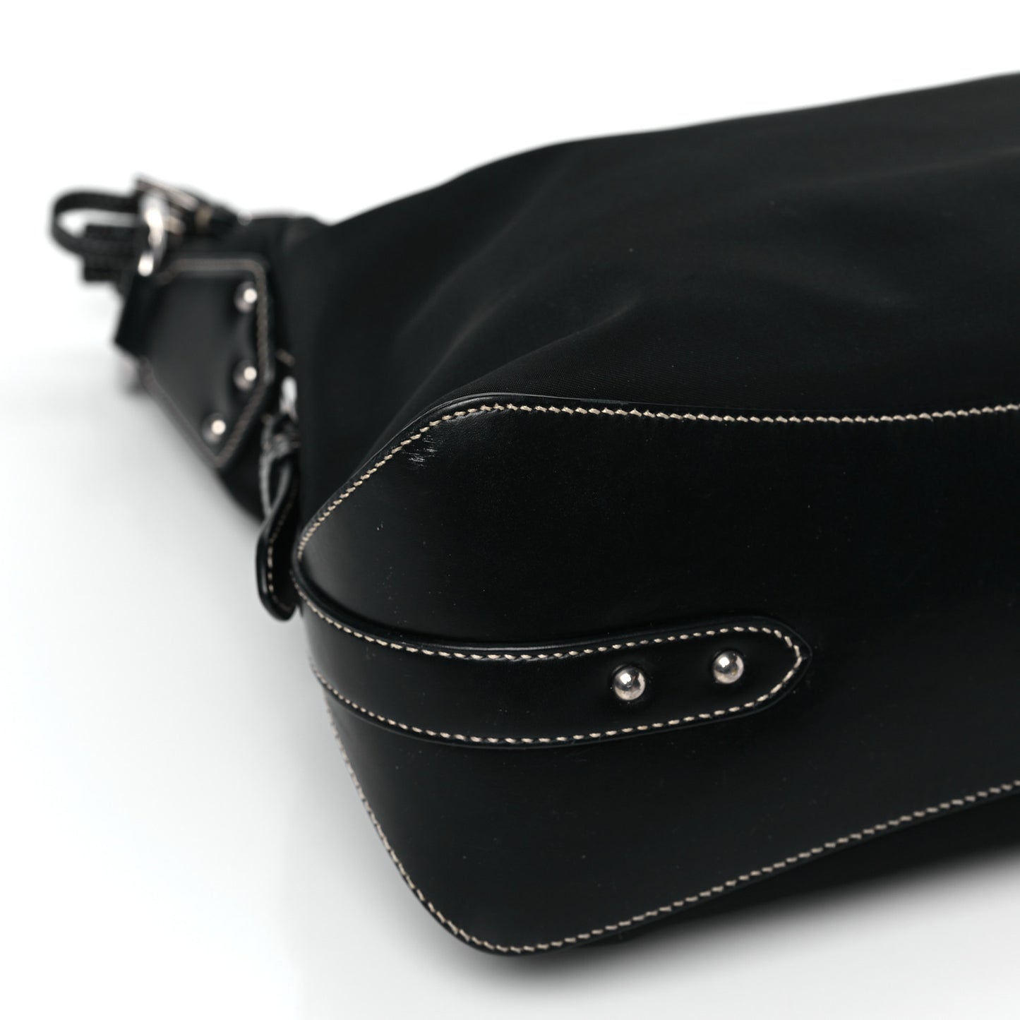 Tessuto Nylon Calfskin Hobo Black