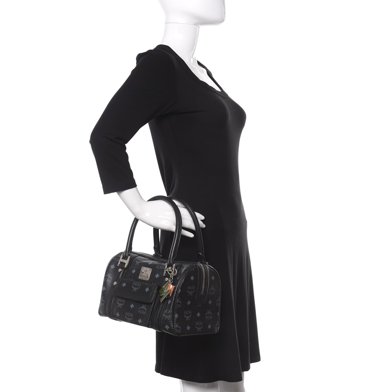 MCM Visetos Small Boston Bag Black 2 of 10