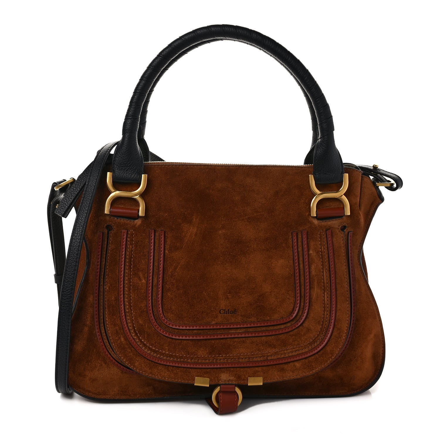 Chloe Suede Calfskin Braided Medium Marcie Double Carry Tan 1 of 8