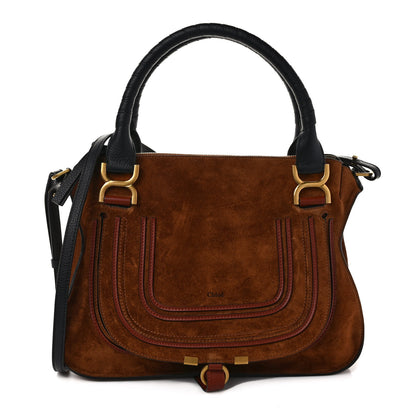 Chloe Suede Calfskin Braided Medium Marcie Double Carry Tan 1 of 8