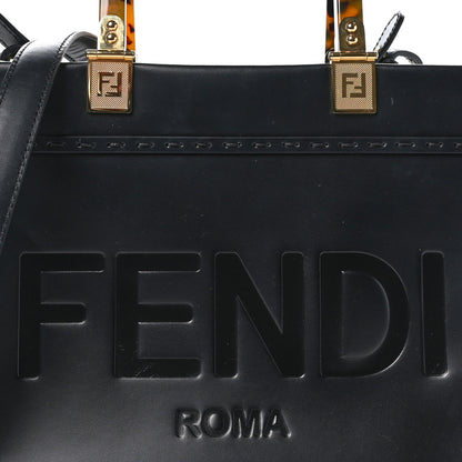 Fendi Vitello King Plexiglass Logo Embossed Small Fendi Sunshine Shopper Tote Black 7 of 9