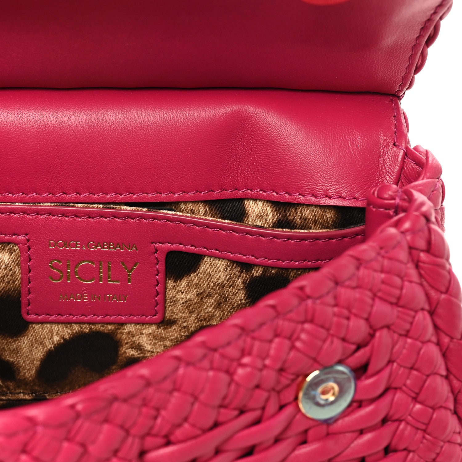 Dolce & Gabbana Calfskin Woven Mini Sicily Satchel Ibiscus 6 of 9