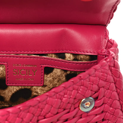 Dolce & Gabbana Calfskin Woven Mini Sicily Satchel Ibiscus 6 of 9