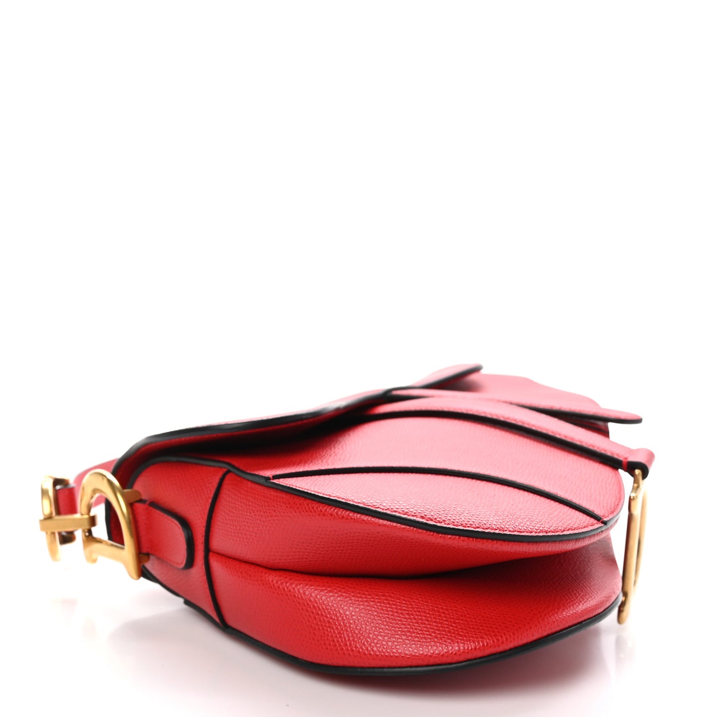 Grained Calfskin Saddle Bag Red