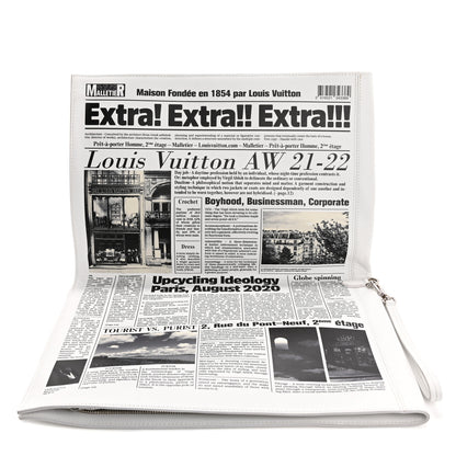 Louis Vuitton Calfskin Newspaper Print Pouch 6 of 15
