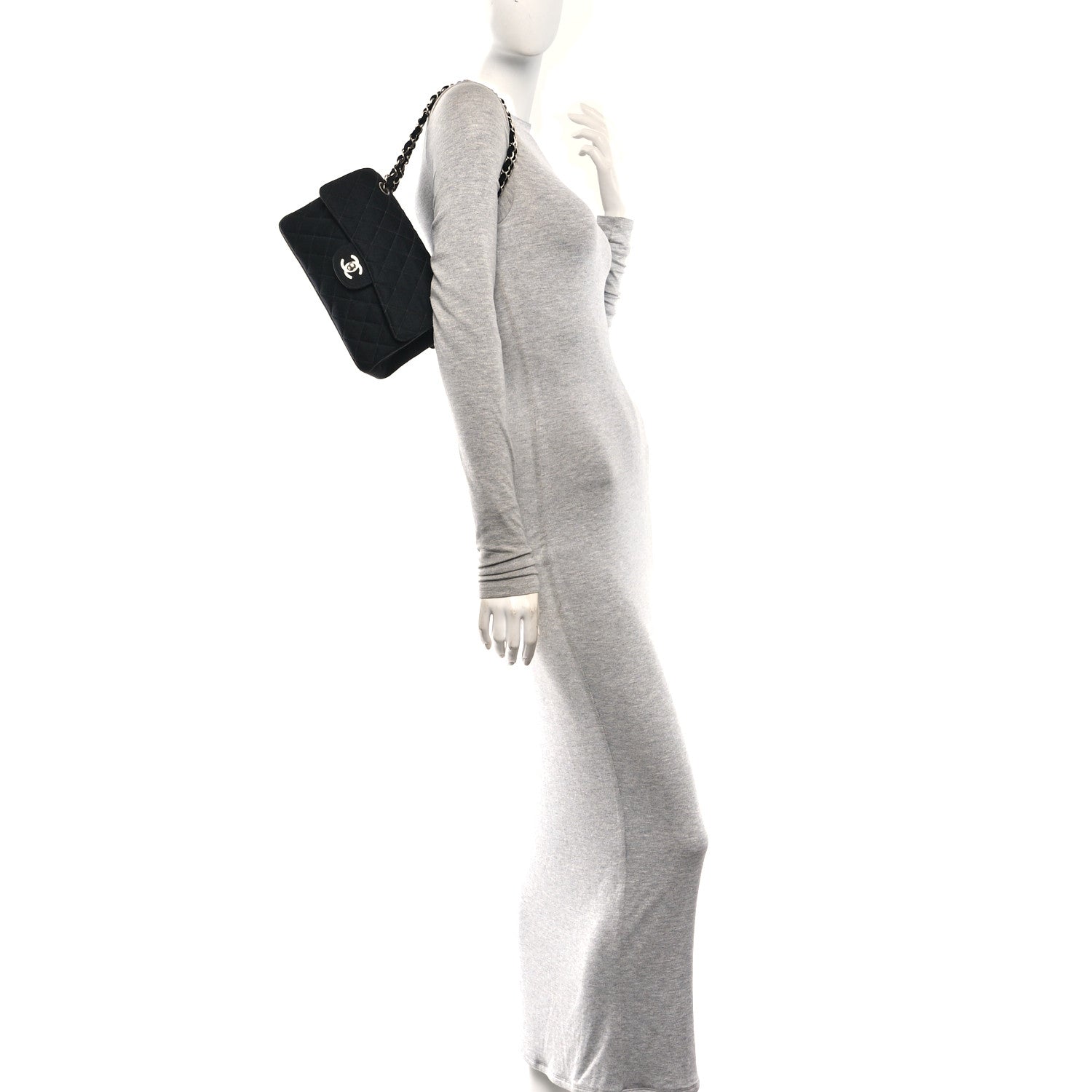 Chanel Jersey Double Sided Jumbo Flap Black 2 of 11