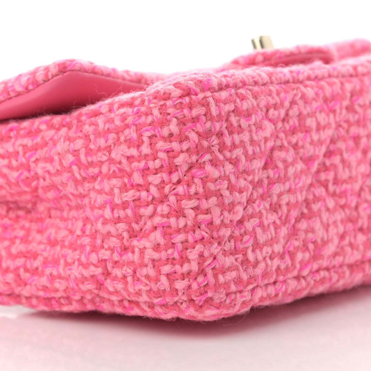 Wool Tweed Quilted Mini Rectangular Flap Dark Pink Fuchsia