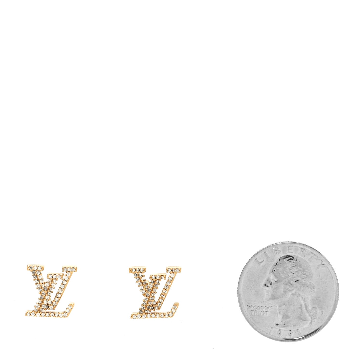 Louis Vuitton Metal Crystal LV Iconic Earrings Gold 2 of 5
