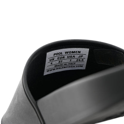 Balenciaga Rubber Womens Logo Pool Slide Sandals 37 Black 6 of 16