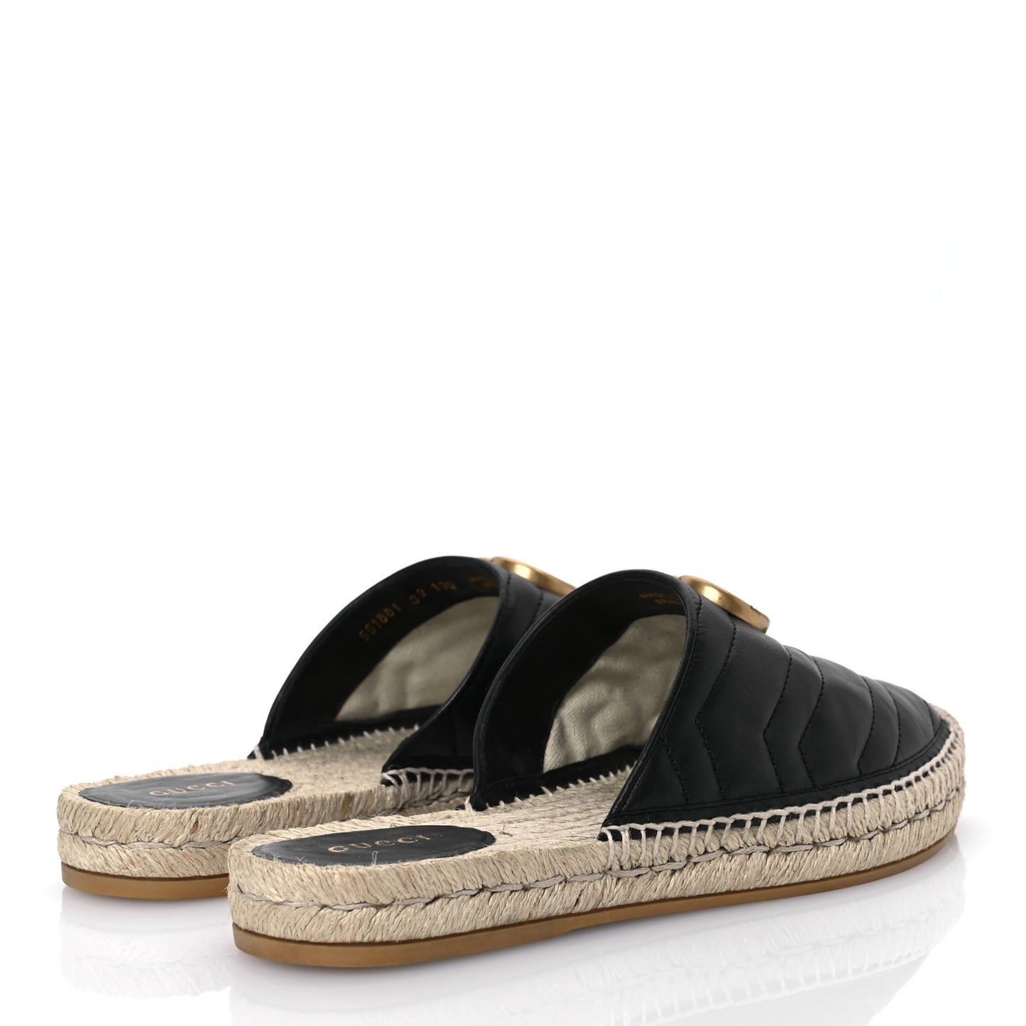 Nappa Matelasse GG Marmont Espadrille Slippers 39 Black