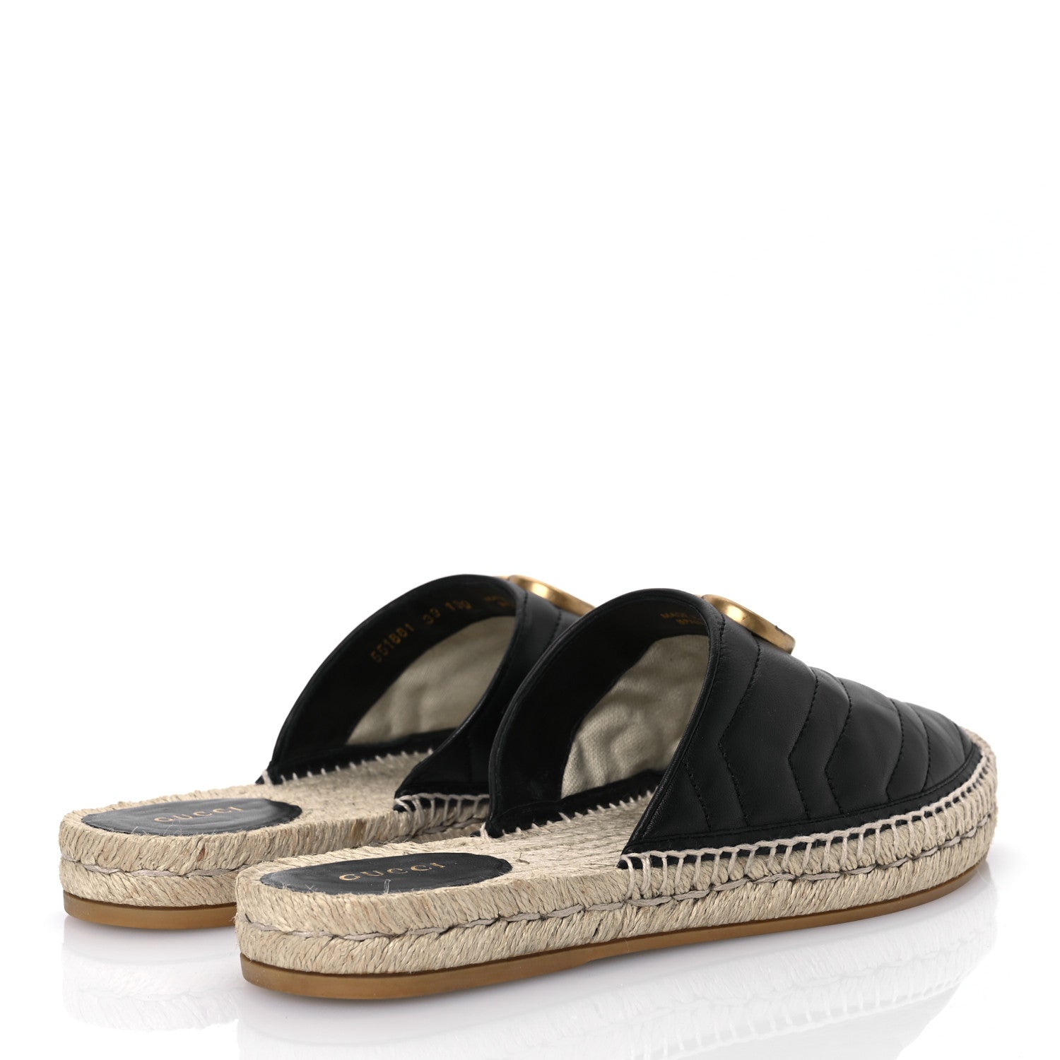 Gucci Nappa Matelasse GG Marmont Espadrille Slippers 39 Black 5 of 14