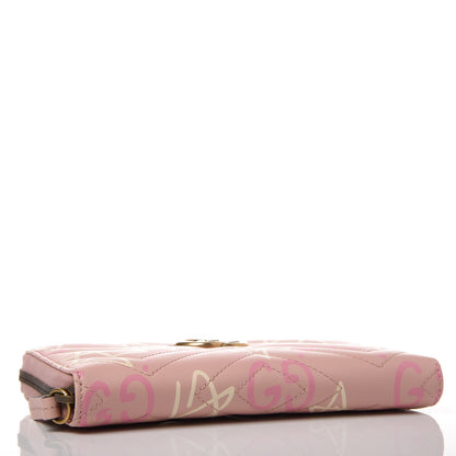 Gucci Calfskin Matelasse GucciGhost GG Marmont Zip Around Wallet Perfect Pink Rosa Ivory 4 of 10