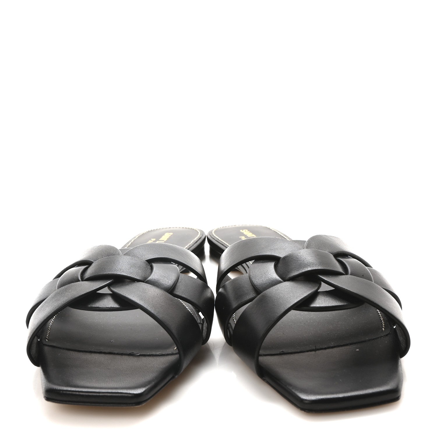 Saint Laurent Calfskin Tribute 05 Slide Sandals 38 Black 3 of 8
