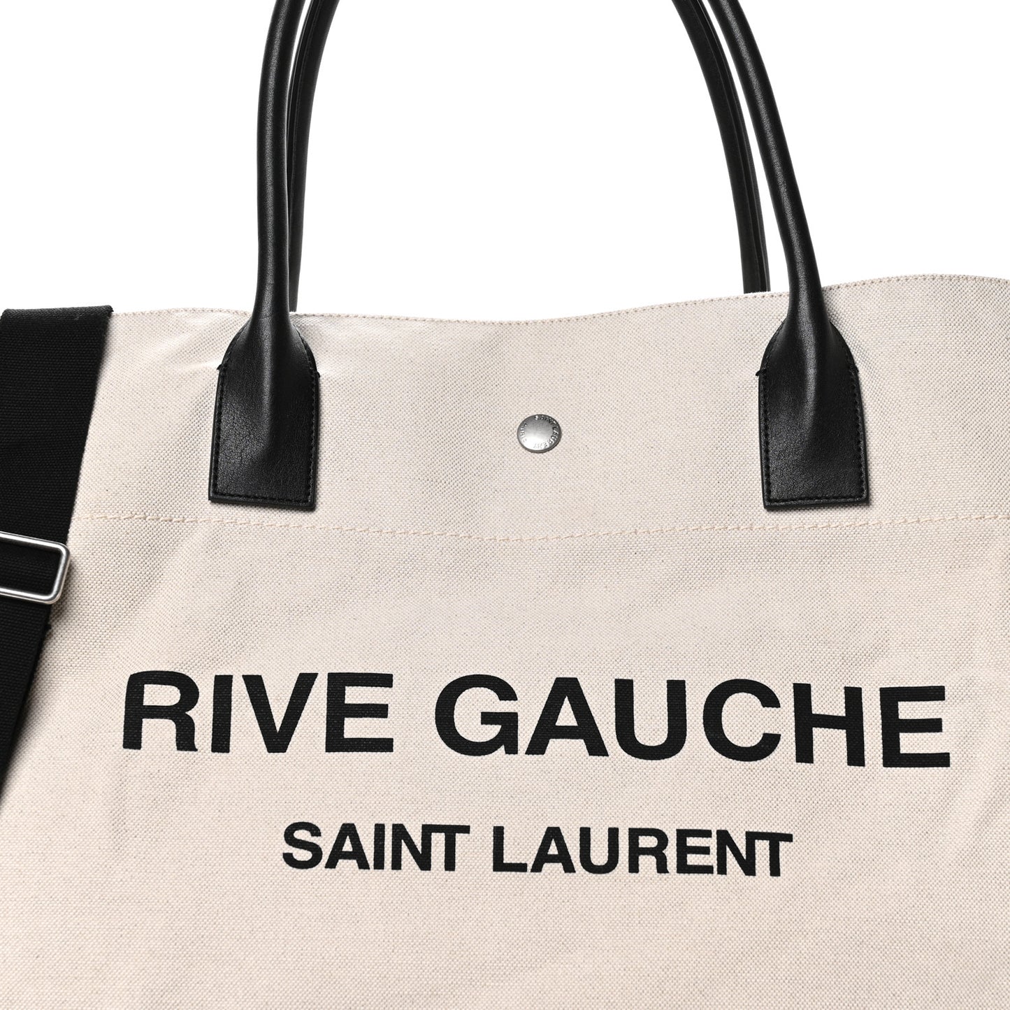 Linen Calfskin Rive Gauche Maxi Tote Grege et Noir