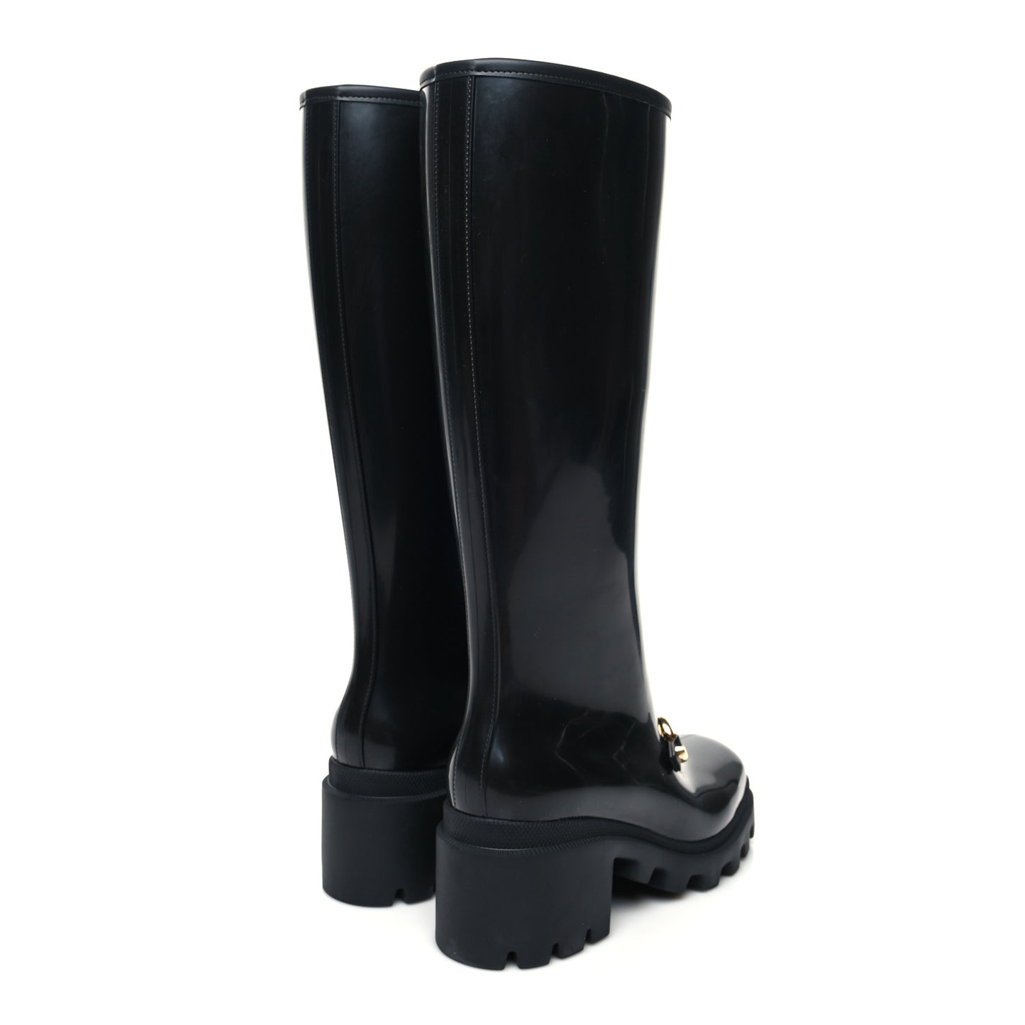 Rubber Horsebit Knee High Boots 39 Black