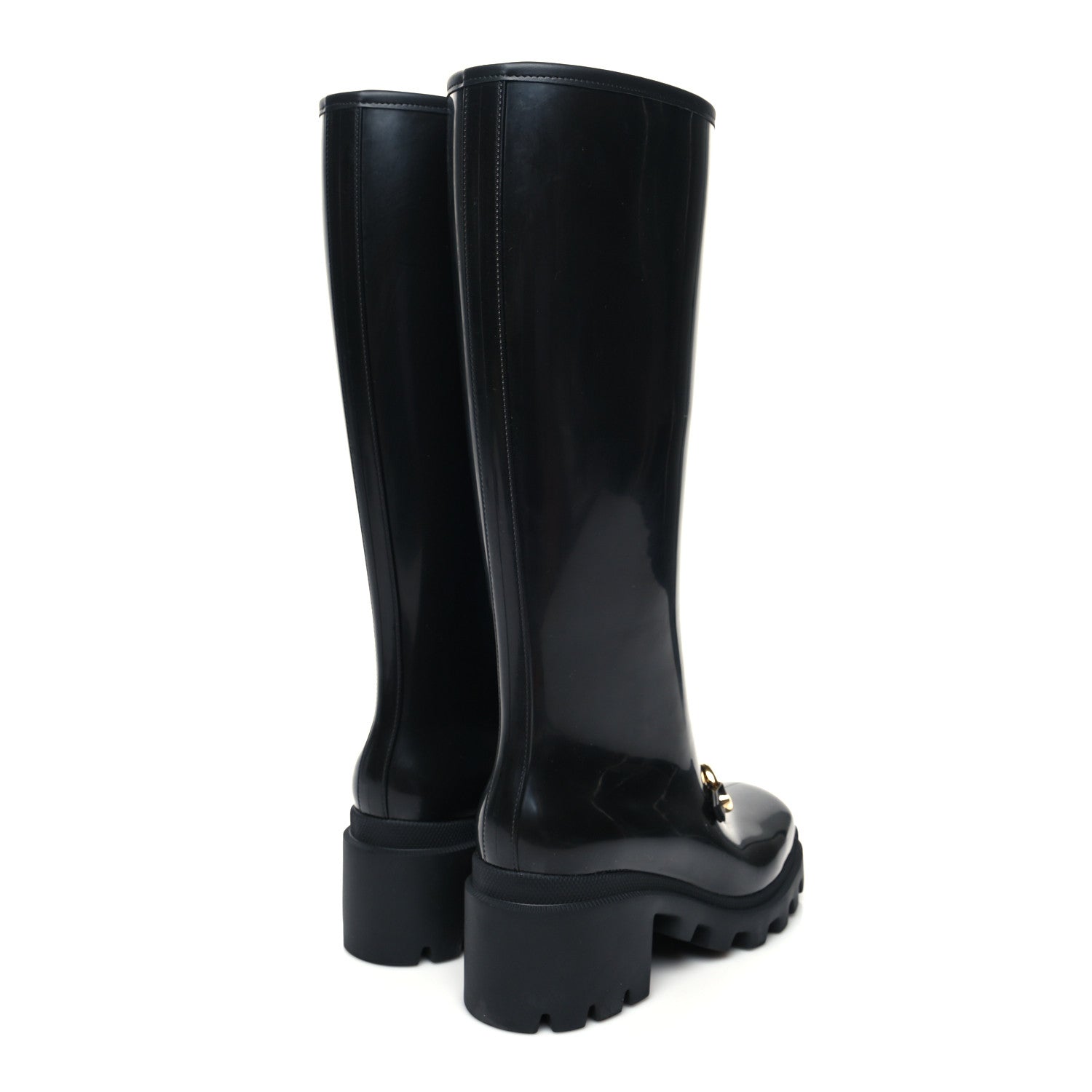 Gucci Rubber Horsebit Knee High Boots 39 Black 4 of 7