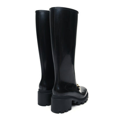 Gucci Rubber Horsebit Knee High Boots 39 Black 4 of 7