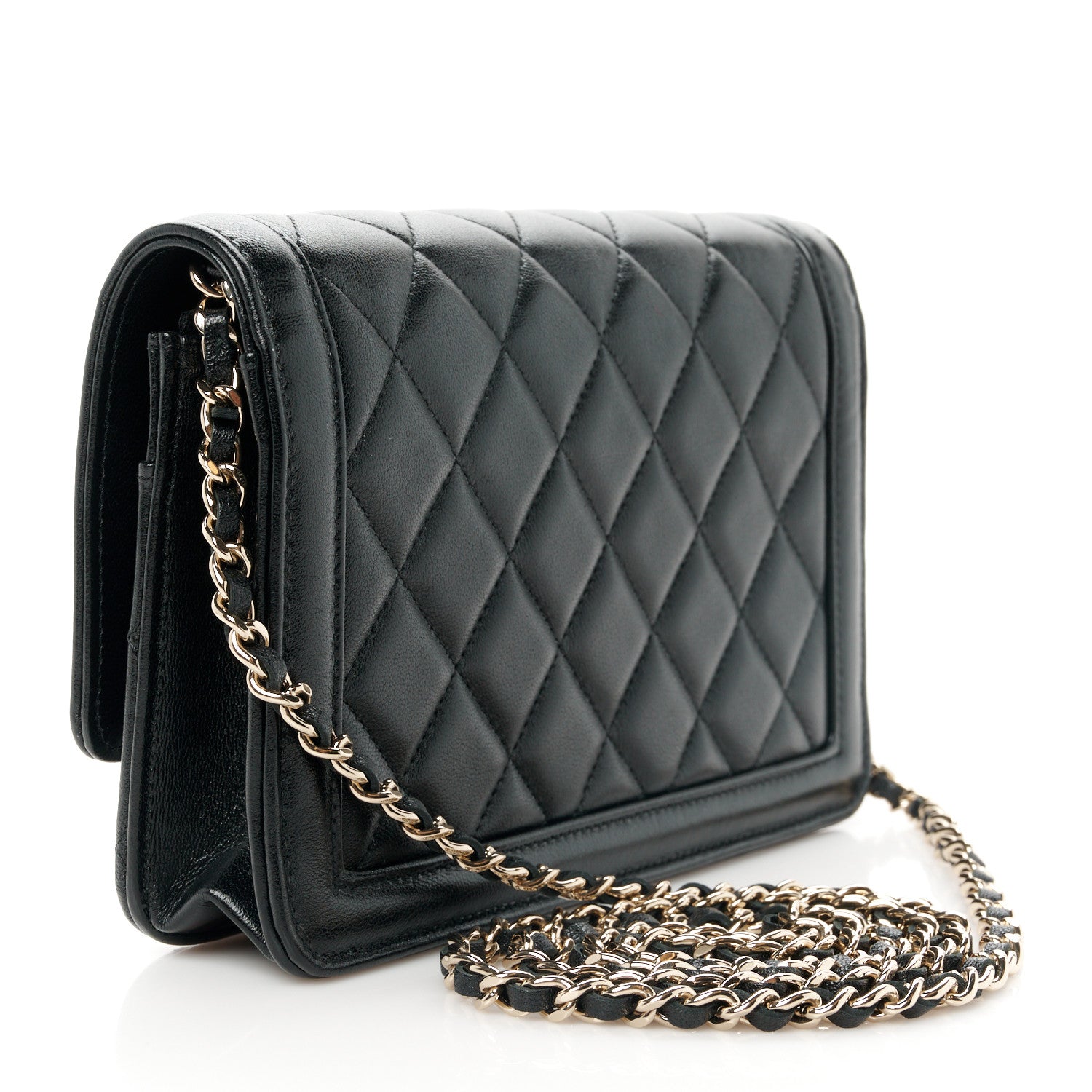 Chanel Lambskin Quilted CC Wallet On Chain WOC Black 3 of 13