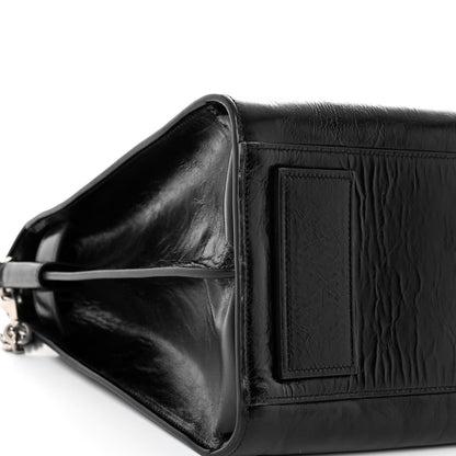 Saint Laurent Cracked Shiny Calfskin Souple 36H Sac De Jour Duffle Black 8 of 9