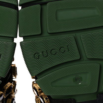 Gucci X SEGA Mesh Suede Calfskin Removable Crystals Mens Flashtrek Sneakers 8.5 Loess Black Olive Green 6 of 13
