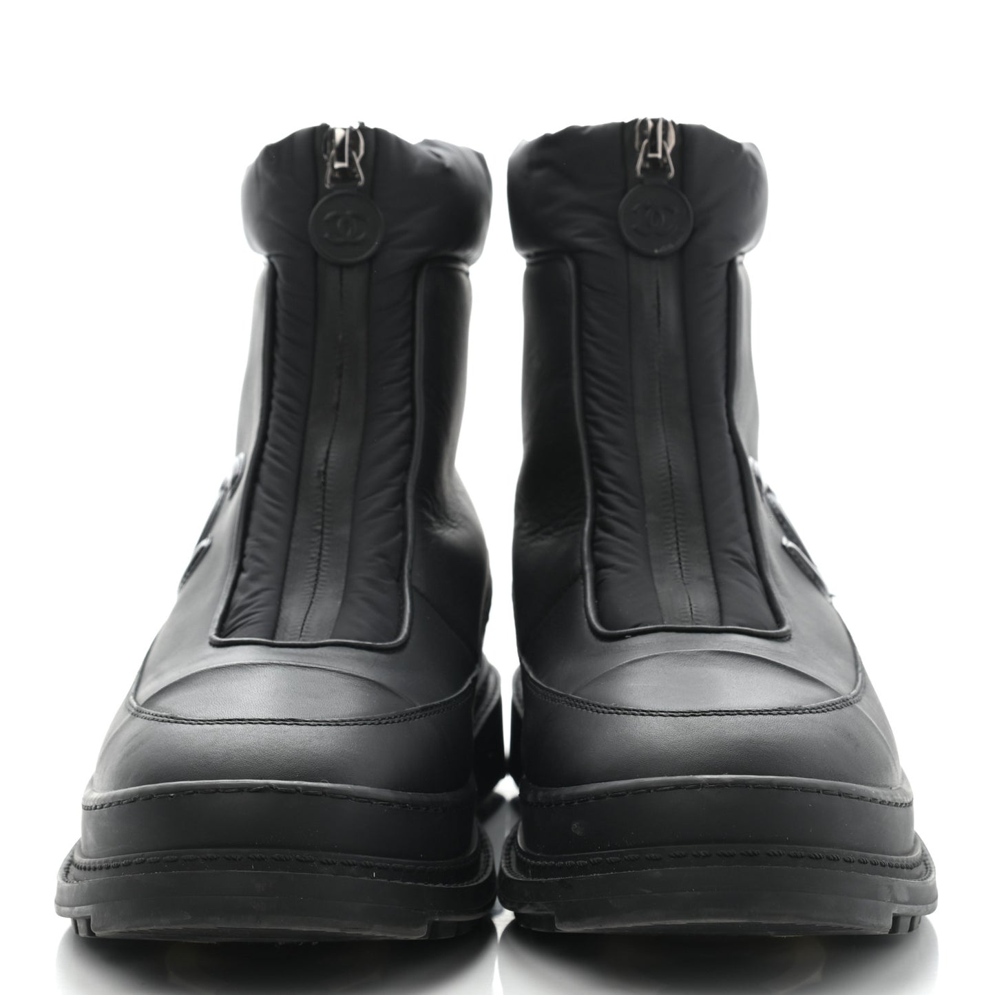 Calfskin Nylon CC Ankle Snow Boots 40.5 Black