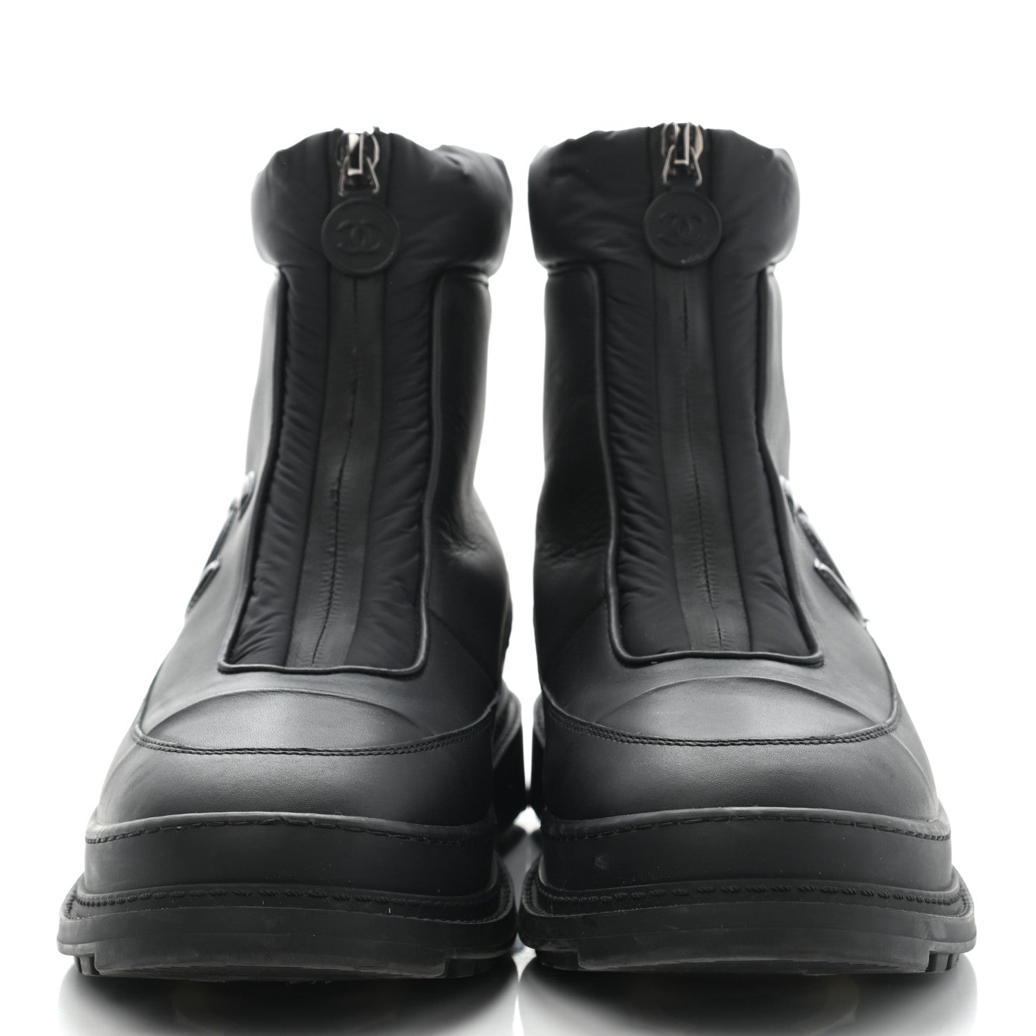 Chanel Calfskin Nylon CC Ankle Snow Boots 40.5 Black 2 of 15