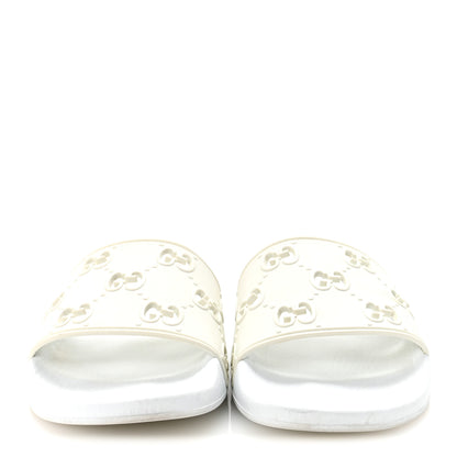 Gucci Rubber GG Monogram Perforated Womens Slide Sandals 38 Great White 3 of 7