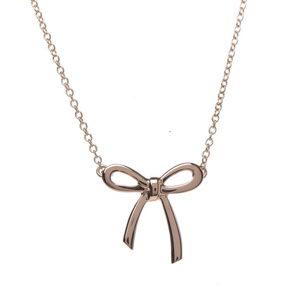Tiffany 18K Rose Gold Mini Bow Pendant Necklace 4 of 6