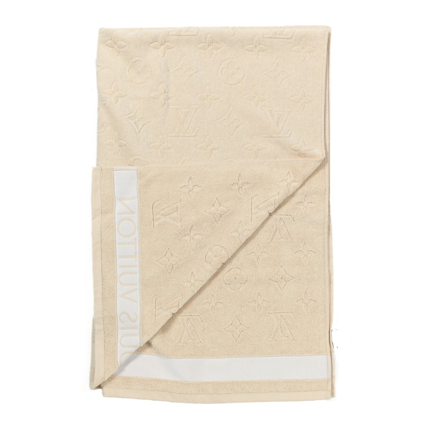 Cotton Monogram Classic Beach Towel Beige