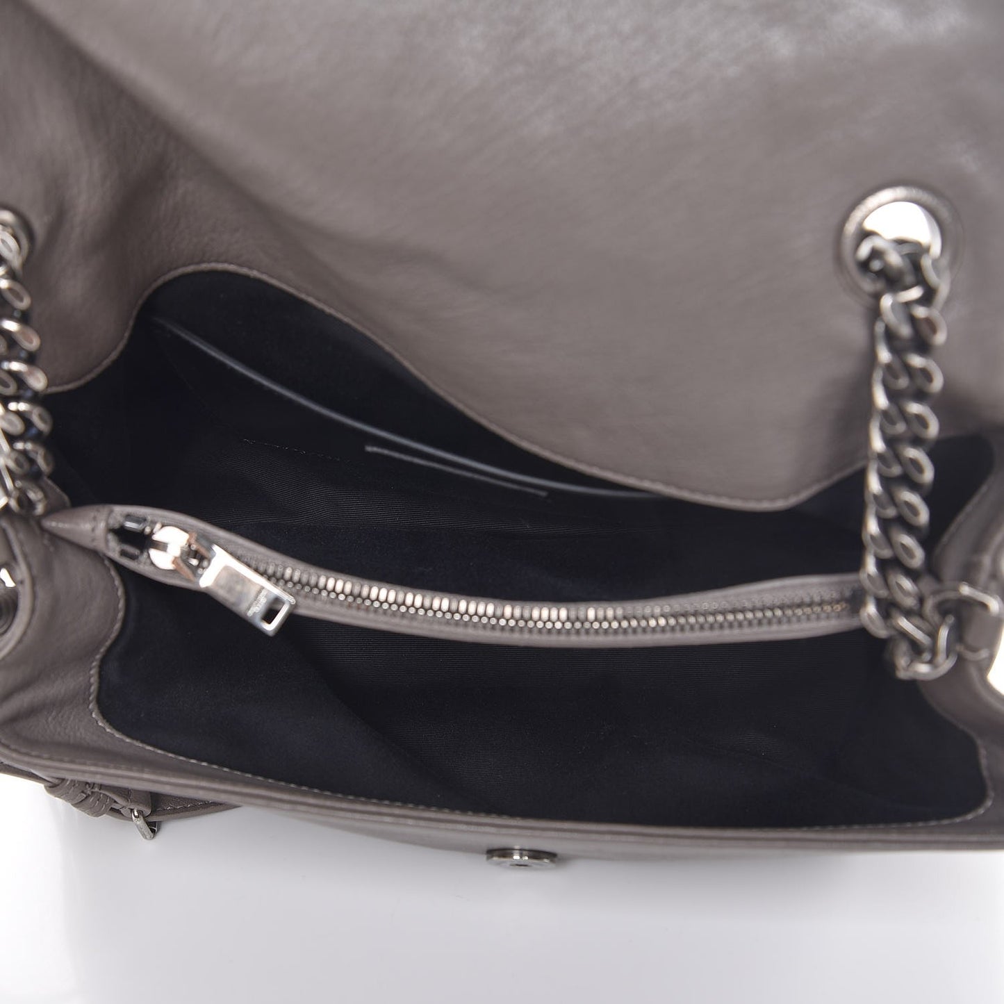 Sheepskin Medium West Hollywood Monogram Fold-Over Bag Grey